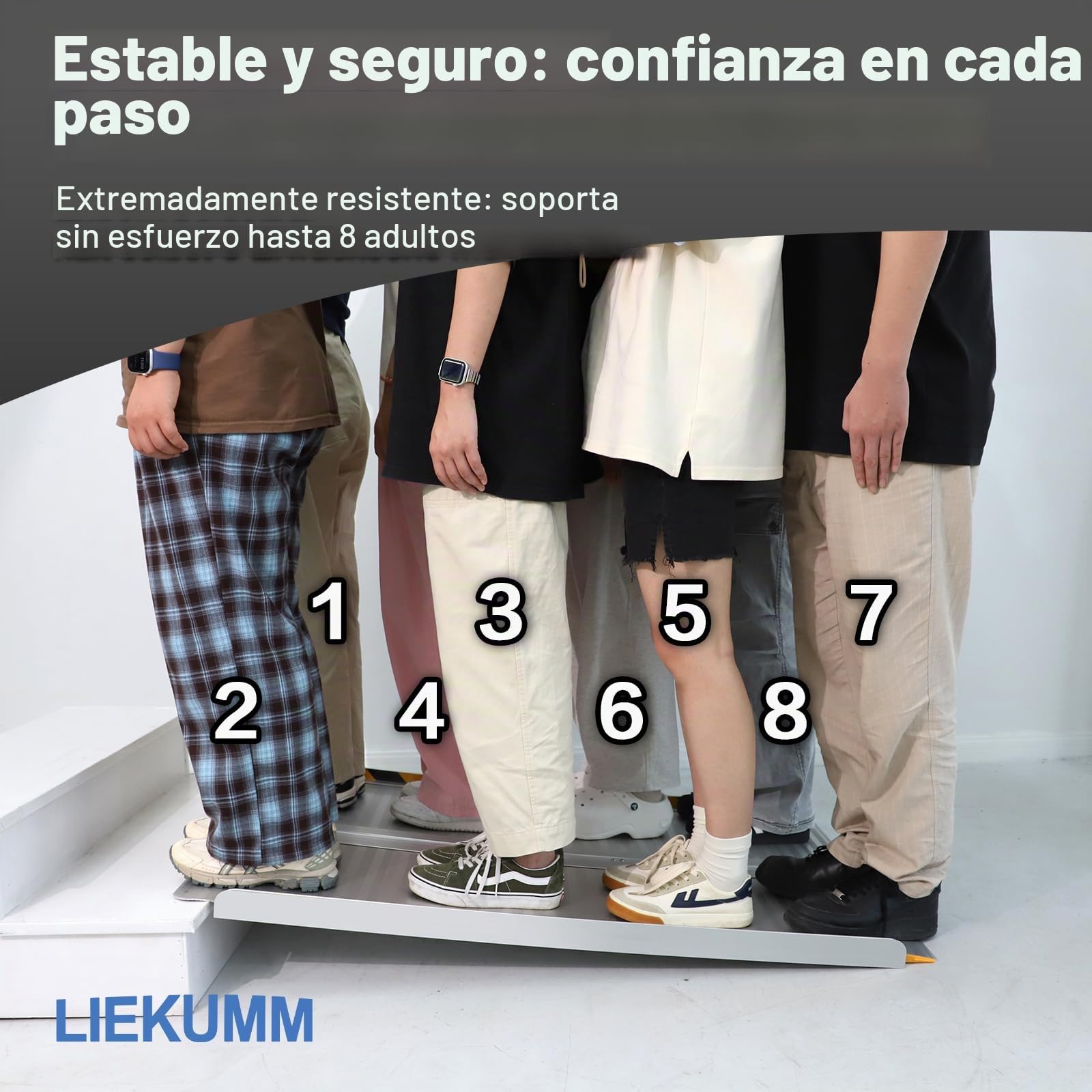 LIEKUMM Rampas para Silla de Ruedas Plegable 66 x 85 cm, Aluminio Rampa para Discapacitados para escaleras,Umbral, Capacidad 400 kg, Superficie Antideslizante