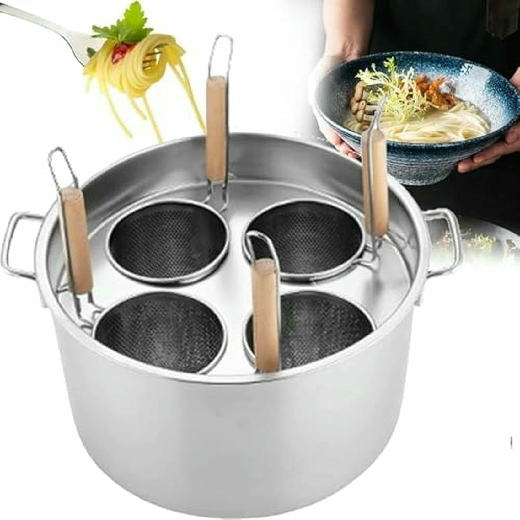 Casserole en acier inoxydable pour pâtes et légumes cuites avec panier d'essorage