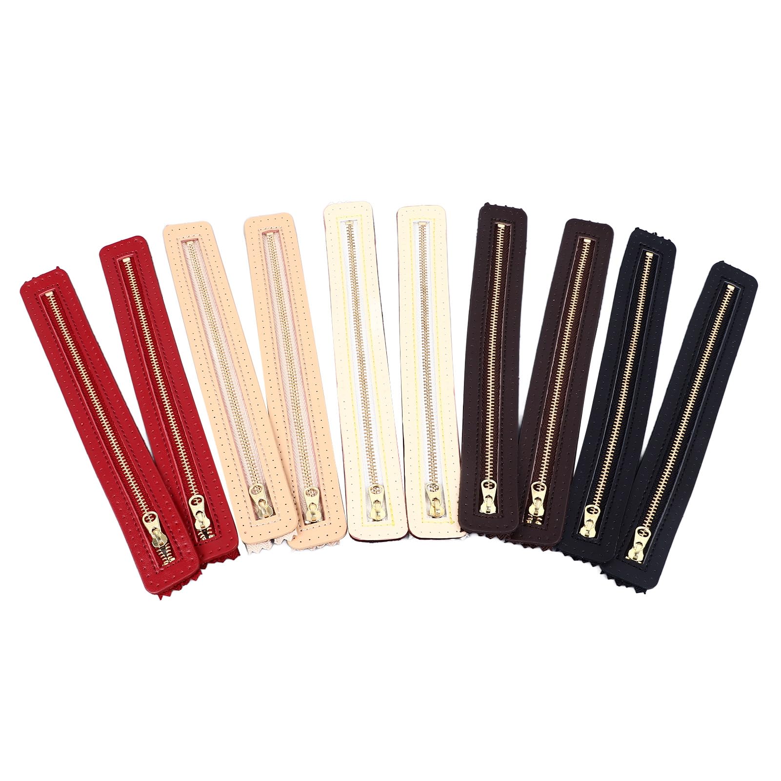 10 cremalleras de cuero para bricolaje, cremallera de piel de vaca auténtica para bolsa, accesorio de costura hecho a mano con dientes de metal, colores surtidos para ropa y proyectos textiles para el