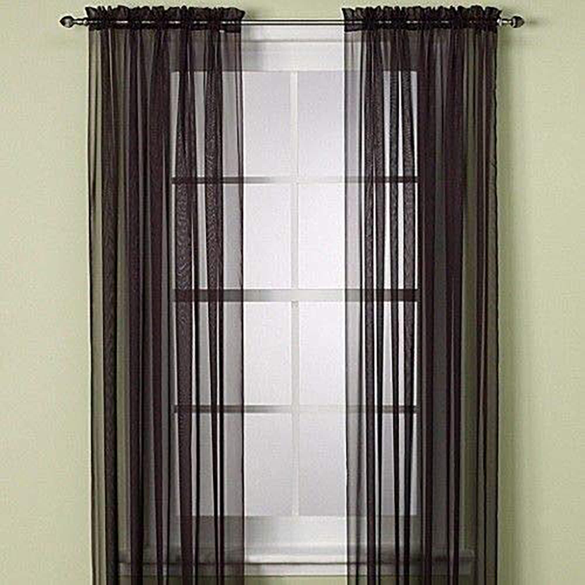 Sapphire Home Charcoal Sheer Curtains - 84 Inches Length, 2 Panels Set Sheer Drapes, Light Filtering Textured Window Curtain for Living Room, Bedroom, Kitchen &amp; Dining Room - 54"x84", Charcoal