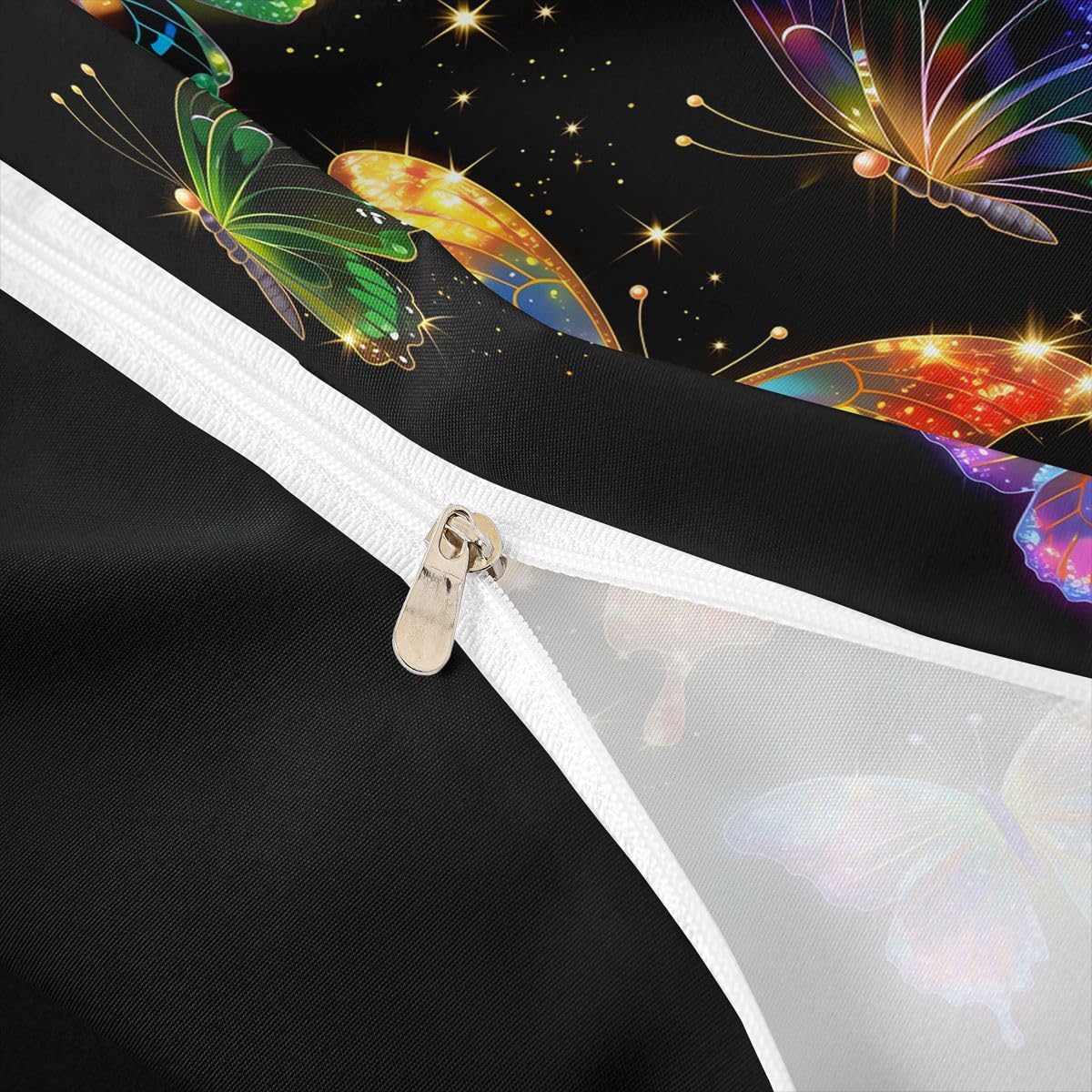 Homewish Set copripiumino per letto super king size, con farfalle colorate e stelle scintillanti