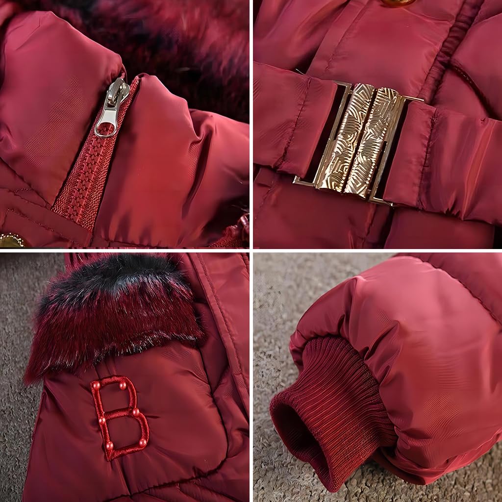 Fille Manteau Enfant Veste de Polaire Epaisse Doudoune d'Hiver Chaud Blouson à Capuche Fourrure Ski Parka Rembourré Longue Vêtement Coupe Vent