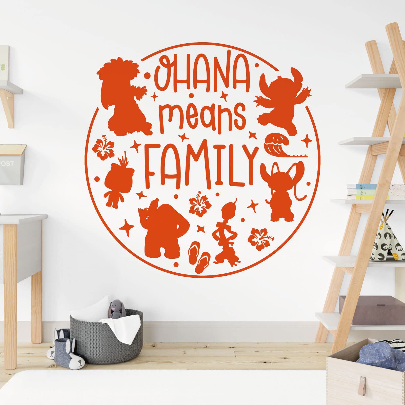 Ohana Means Family - Lilo and Stitch - Children Decal Wall Sticker [Large] [Orange]