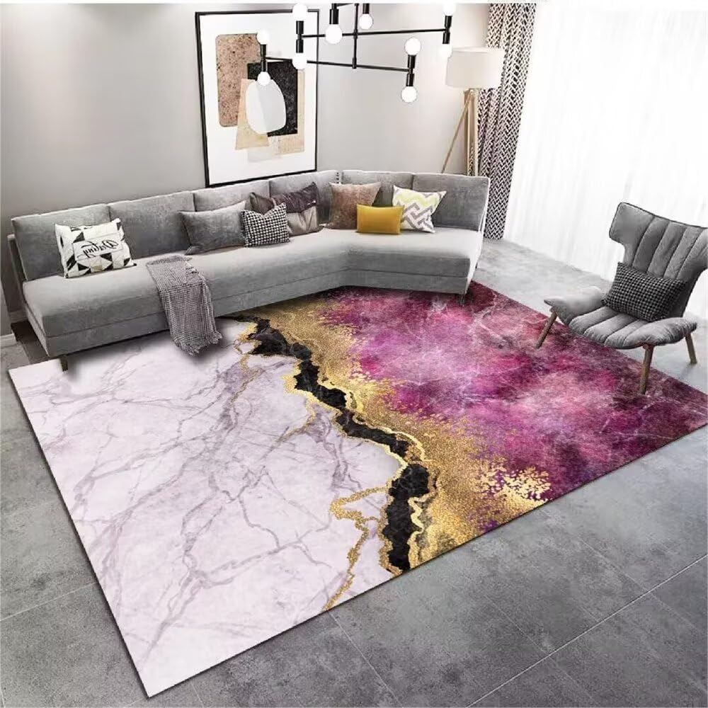 Tapis gamer et salon 180x230cm violet abstrait grand format pour bébé et camping