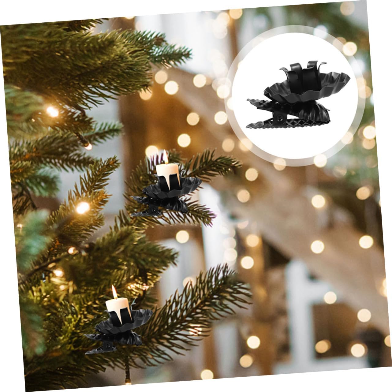 PRETYZOOM 60pcs Vintage Metal Candle Holder Clips for Christmas Tree Decoration Shaped Scalloped Clips Festive Atmosphere for Parties Home Decor Break Resistant