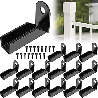 16Pack Black Carbon Steel Fence Mounting Brackets for 1" x 1" Square Rails, Fence Panel Internal Connectors