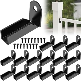 16Pack Black Carbon Steel Fence Mounting Brackets for 1" x 1" Square Rails