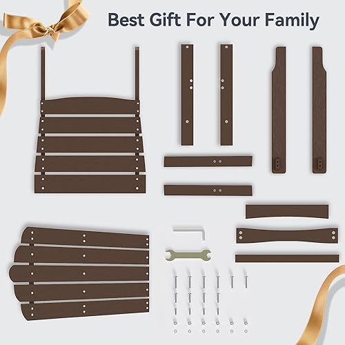 Miniatura 5 de Juego de 2 sillas Adirondack apilables, asientos de patio al aire libre resistentes a la intemperie, sillas de madera de polietileno de bajo