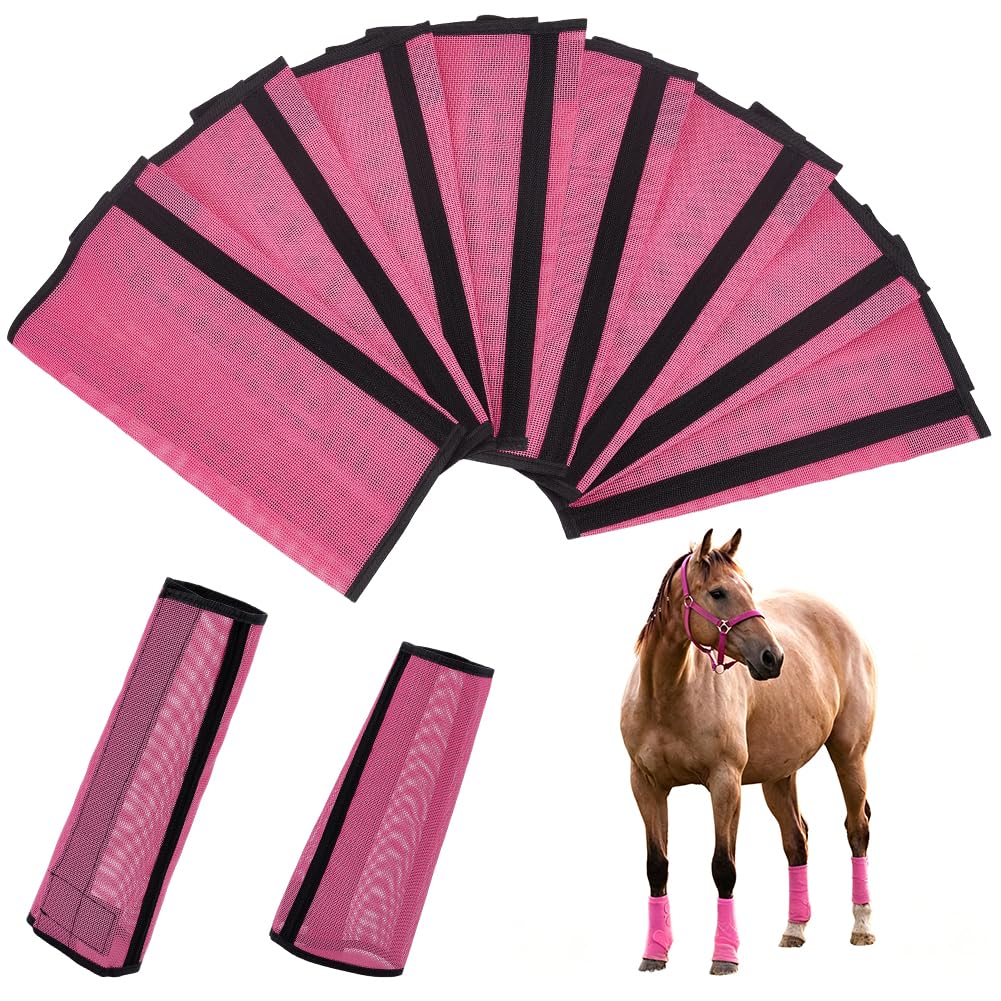 4 mallas de red para caballos, pajarita para caballos, color rojo cereza, mallas sueltas a juego para caballos, rectángulo, no deslizantes, transpirables, para caballos, pajarita