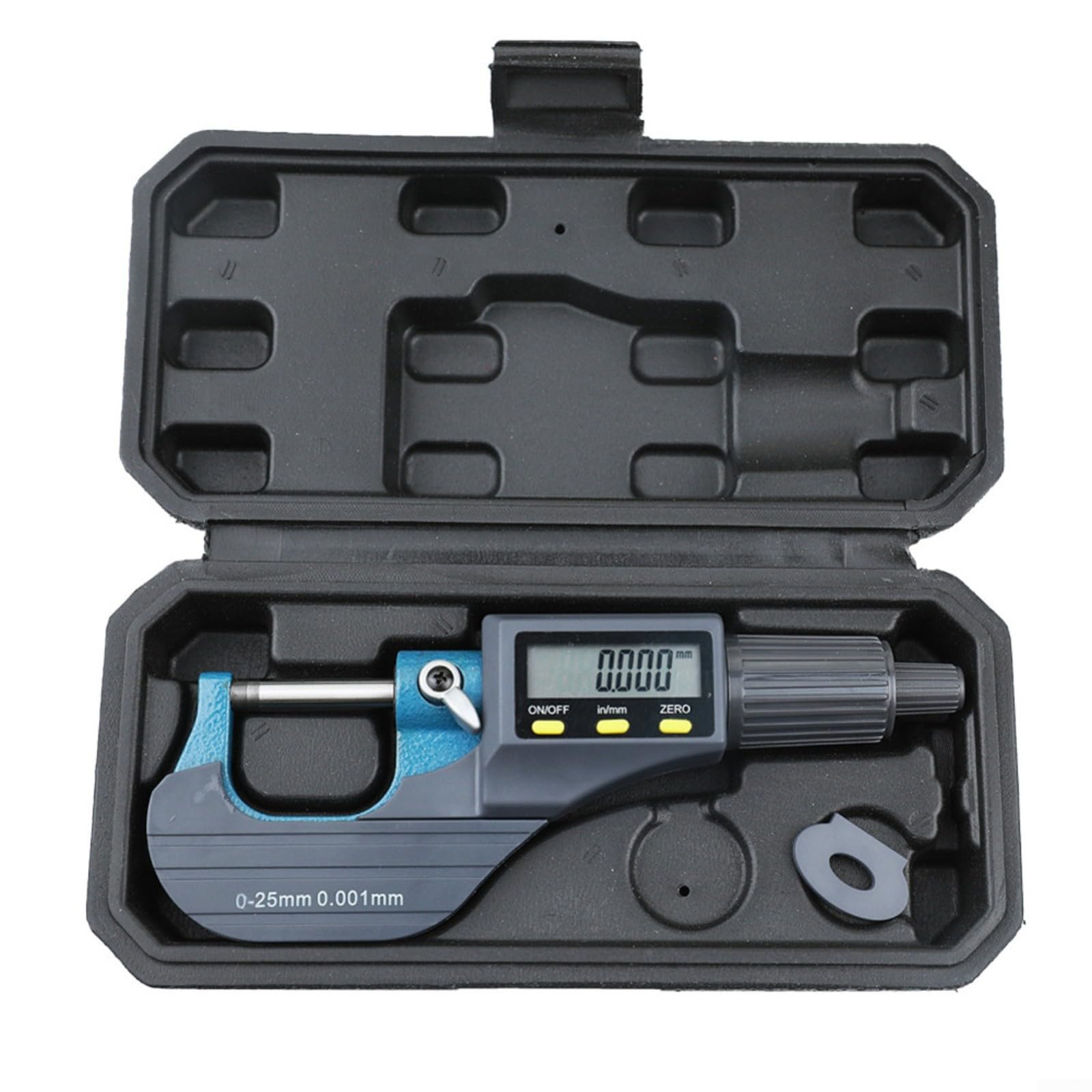 Micrómetro digital de 0 a 25 mm, medidor electrónico de precisión de 0,001 mm, punta de carburo, reinicio de punto cero, para ingeniería y fabricación de joyas