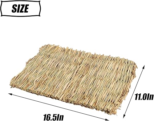 Miniatura 7 de Tfwadmx 6 alfombrillas de hierba de conejo de 16.5 x 11 pulgadas, alfombra grande de hierba marina tejida natural, cama para dormir para