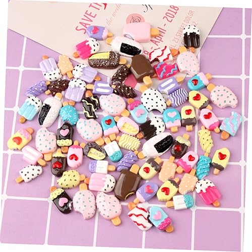 Miniatura 6 de VILLCASE 50 piezas de dijes de resina para arte de uñas, cuentas de resina kawaii, helado, resina, joyería para niños, material de manualidades,