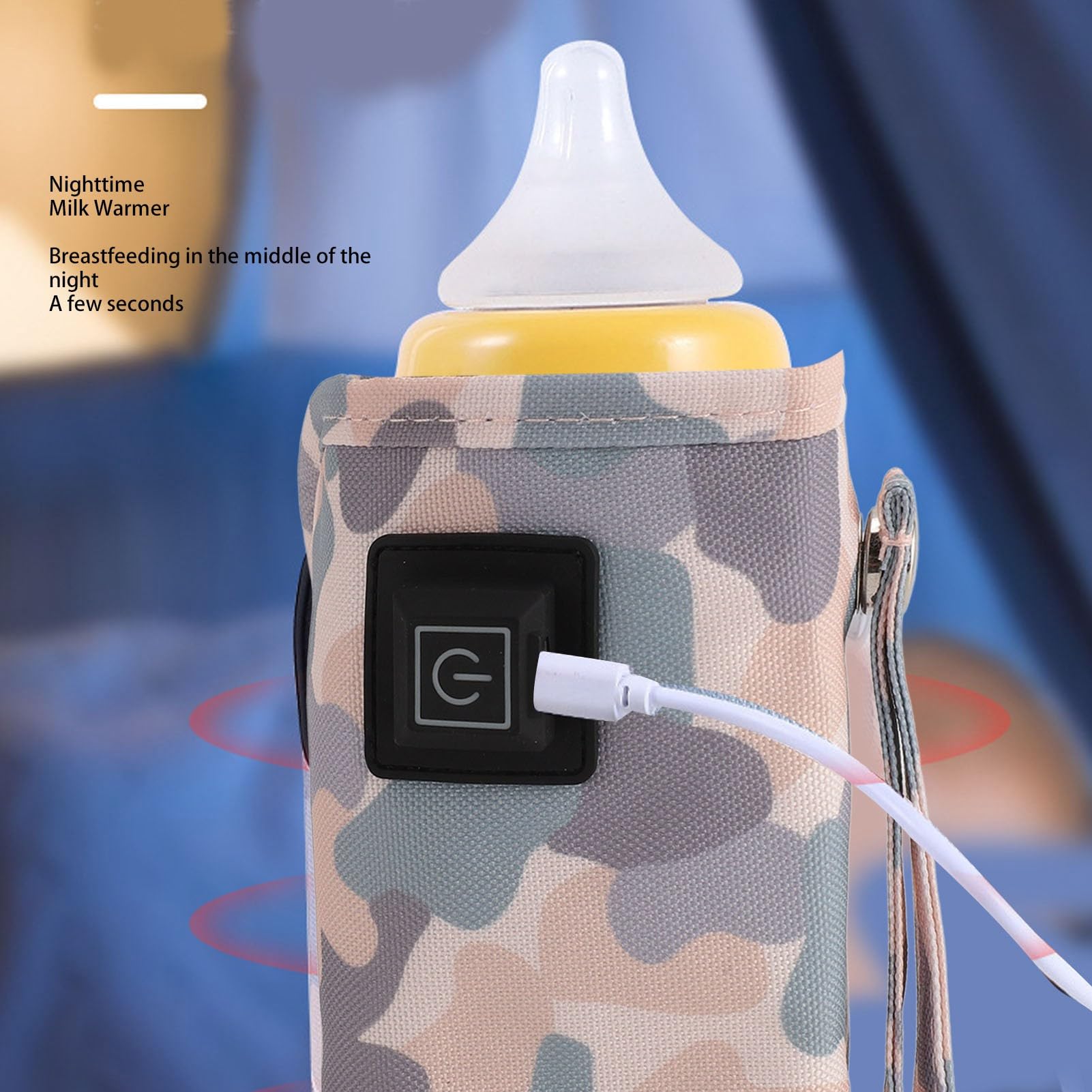 Calentador de Biberón Portátil, Bolsa de Calentador de Leche Recargable USB para Fórmula, Leche Materna, Temperatura Constante Agua Constante Agua para Viajar, Hogar (Gris blanco)