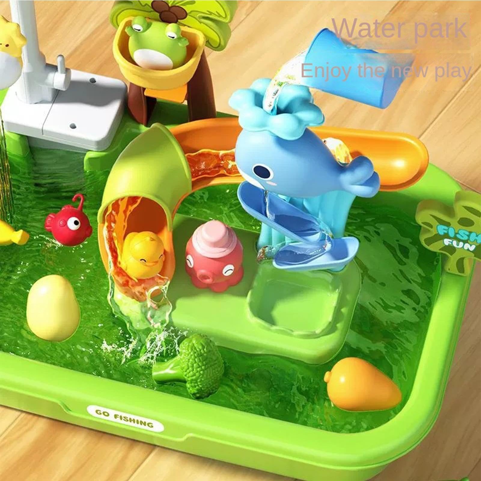 Wasserspieltisch Kinder Mit Fließendem Wasser 54 X 29 X 53 cm ABS Garten Wasser Spieltisch Mit Pumpe, 4-in-1 Spielzeug Spüle Für Kinder, Sand Wassertisch Für Alter 4-8 Jahre Sommer