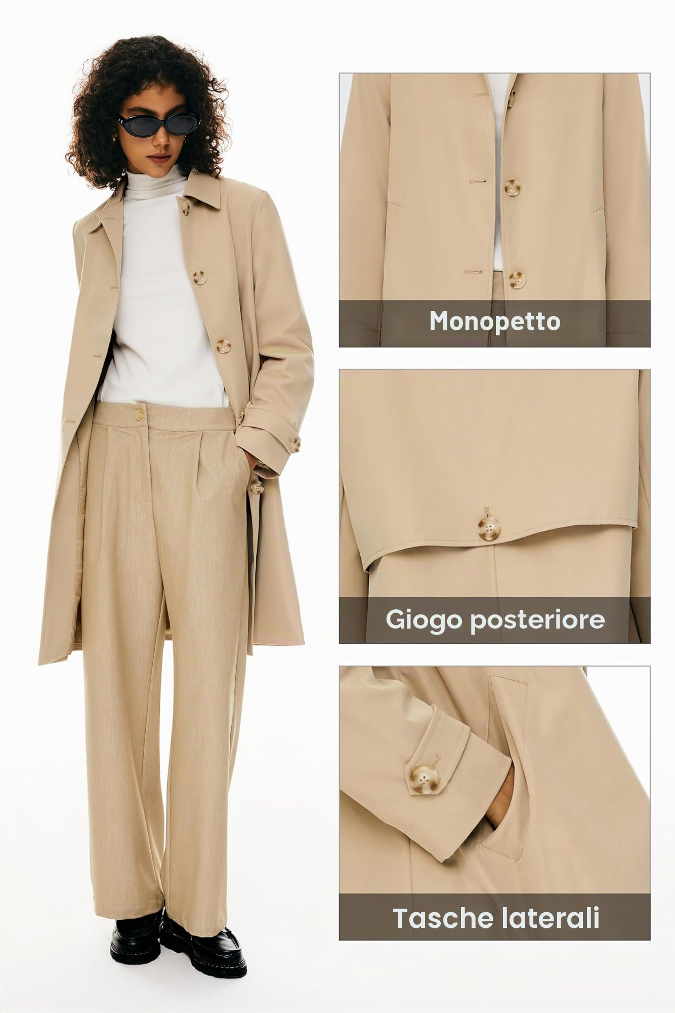 OROLAY Giacca a Vento Monopetto Medio Lungo da Donna Cappotto Trench Classico Capispalla Antivento con Risvolto