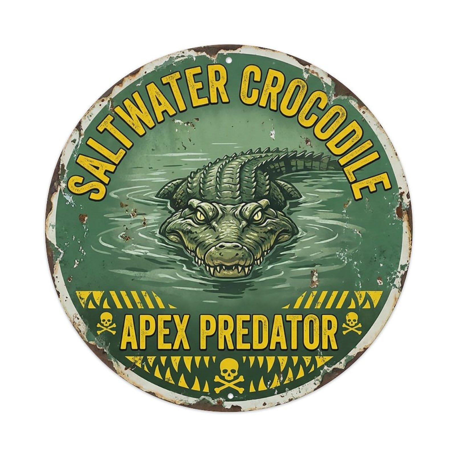Cxhjca 8X8inch(20X20cm) Saltwater Crocodile Apex Predator Metal Tin Sign