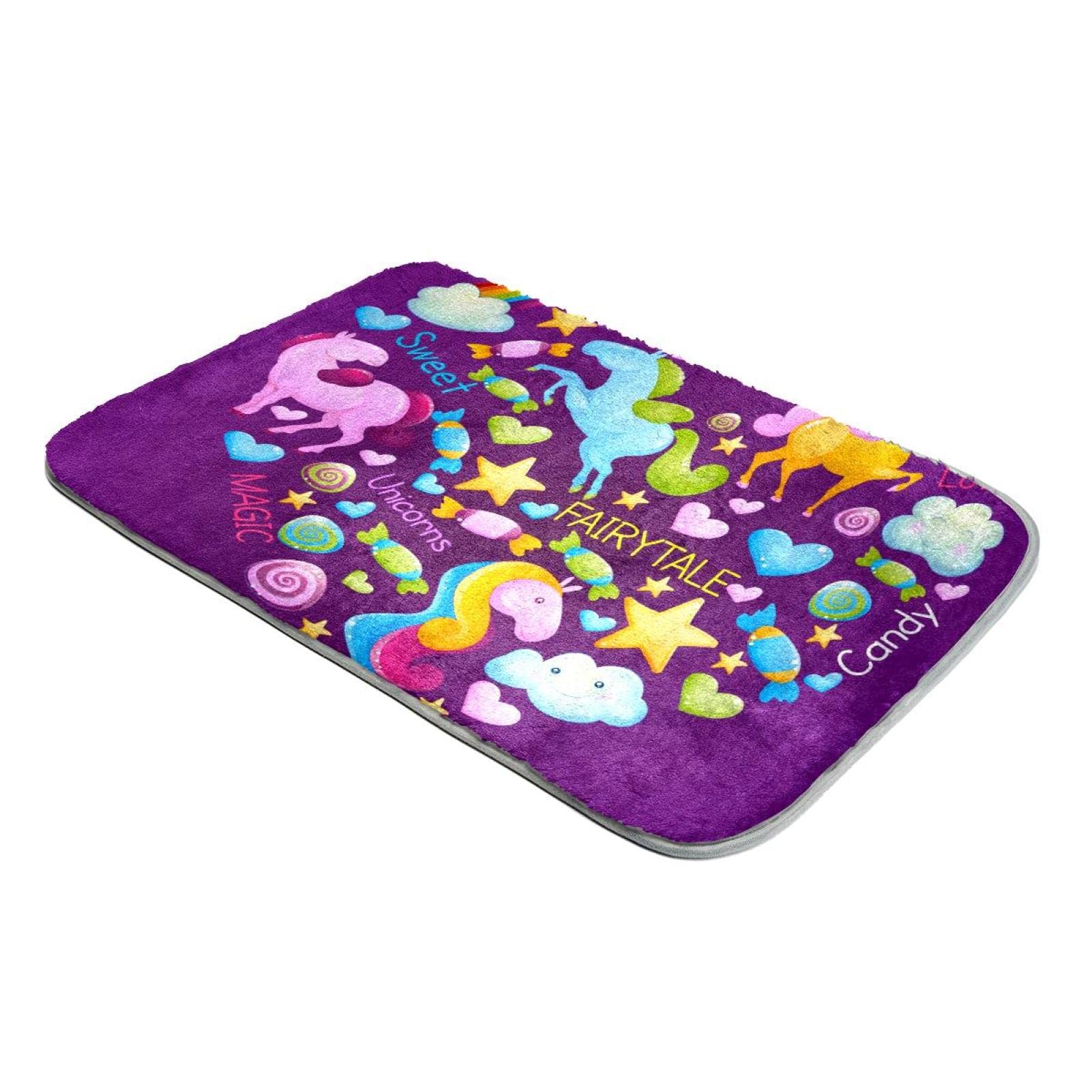 Tapis licorne violet doux en fausse fourrure : le cadeau parfait pour enfant