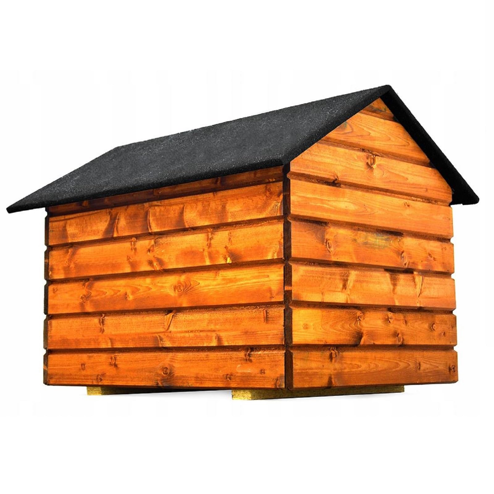 QLS Ocieplana buda dla psa z zasłoną 80 x 60 cm palisander | Długość wnętrza 72 cm, wejście 32 x 25 cm. Zimoodporne schronienie drewniane na zewnątrz