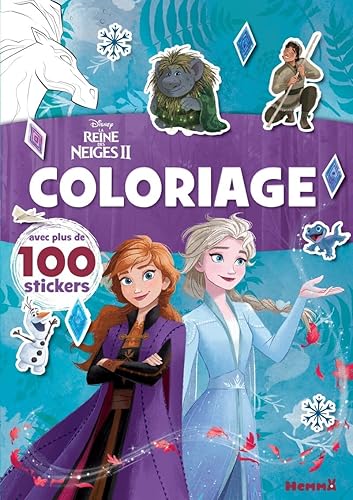 Disney La Reine des Neiges 2 – Coloriage avec plus de 100 stickers – Livre de coloriage avec stickers – Dès 4 ans