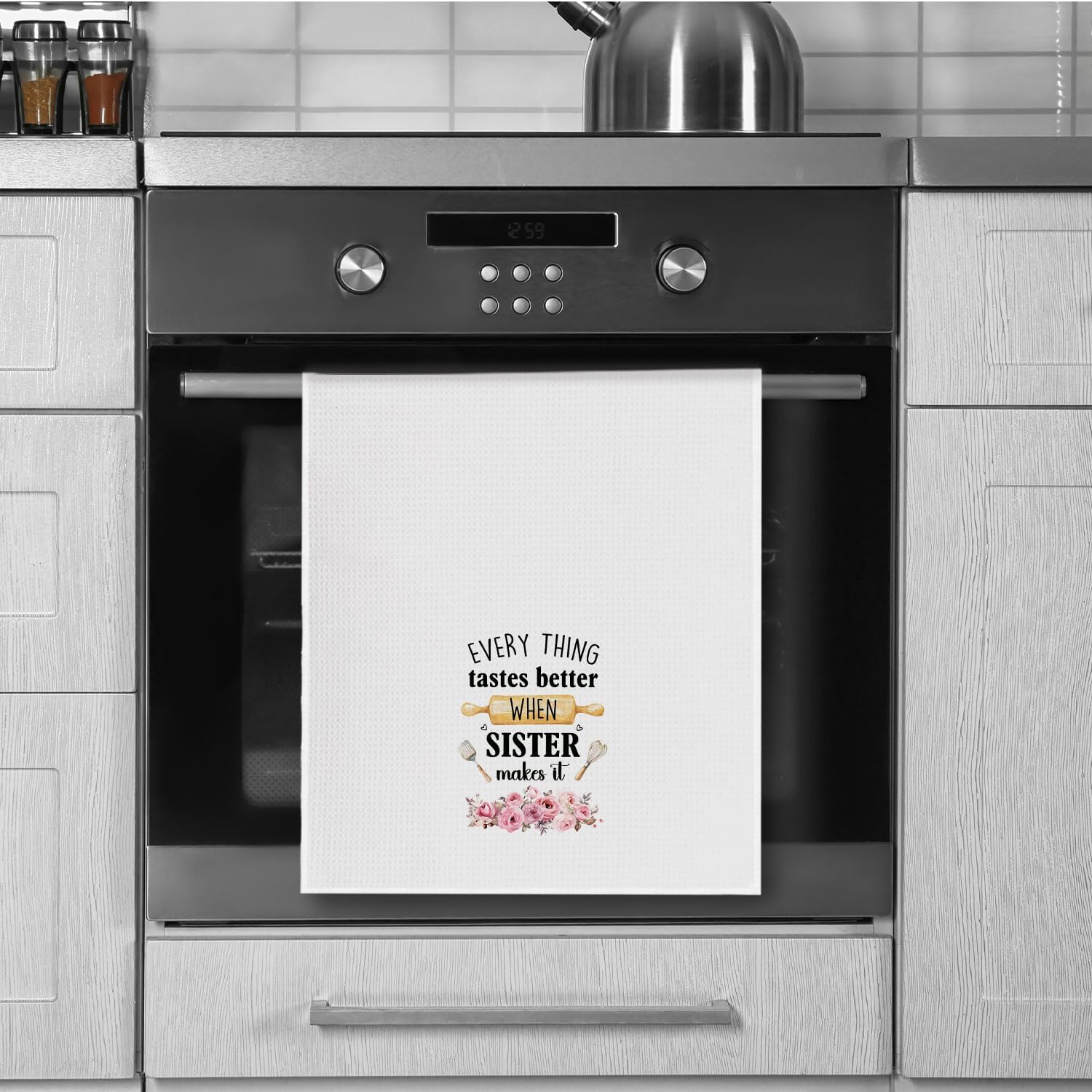 Sister Gifts Kitchen Towels Decorative, Sisters Gifts for Birthday Christmas, Every Thing Tastes Better When Sister Make It Dish Hand Tea Towels for Kitchen, 16x24 Inch - Image 3