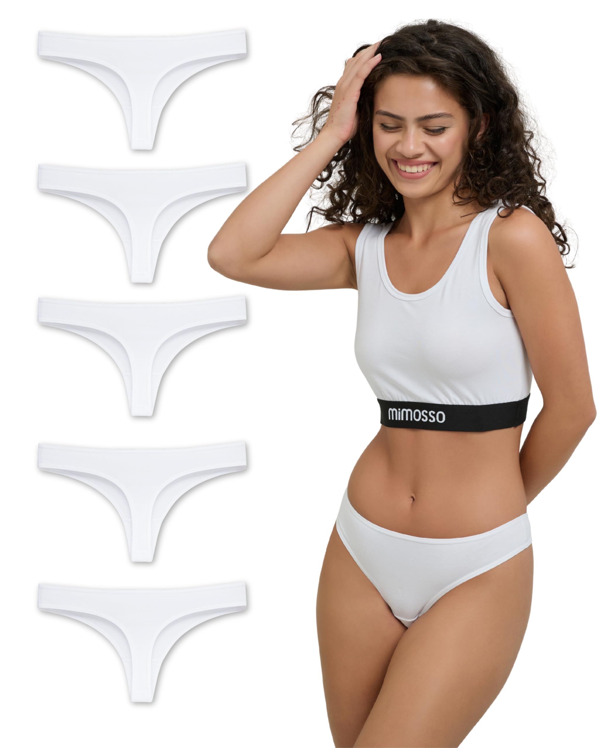 Damen Tanga aus Bio-Baumwolle 5er Pack – String Damen Klassisches Design – Angenehmes Tragegefühl ohne Einschneiden – Unsichtbare Unterwäsche für den Alltag (Gr. S - 2XL)