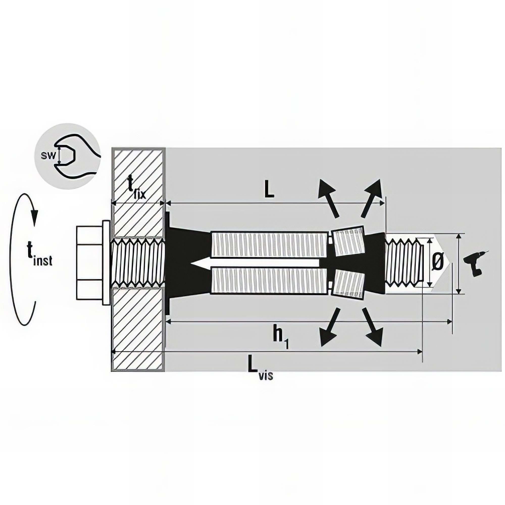 Scell-it - 25 chevilles multi-matériaux charges lourdes avec vis M10 x 90 mm - XMAX-BOLT-M10X90 - Scell-it