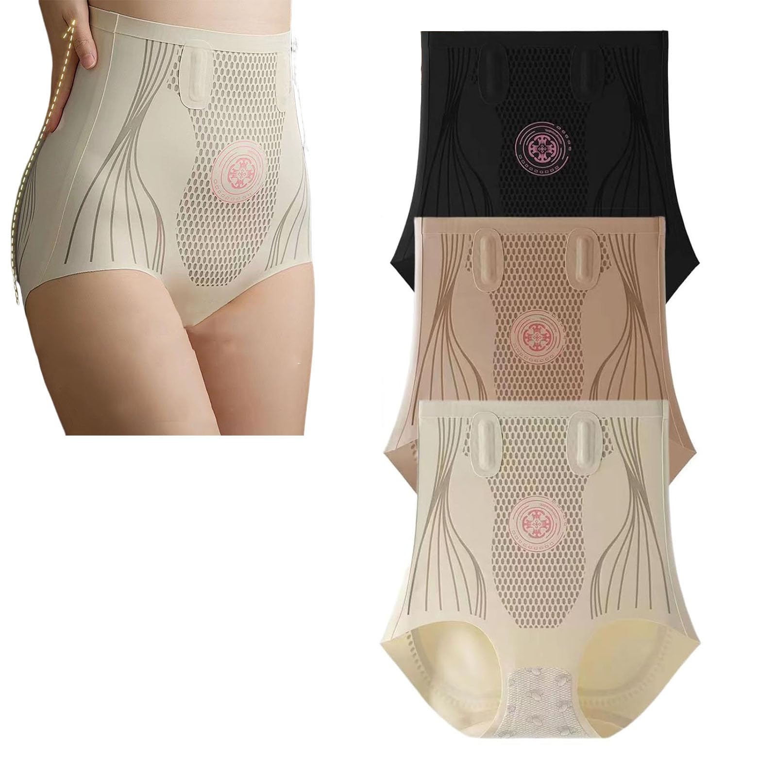Pantaloncini modellanti per la riparazione della fibra ionica di seta ghiacciata, pantaloncini modellanti per il controllo della pancia