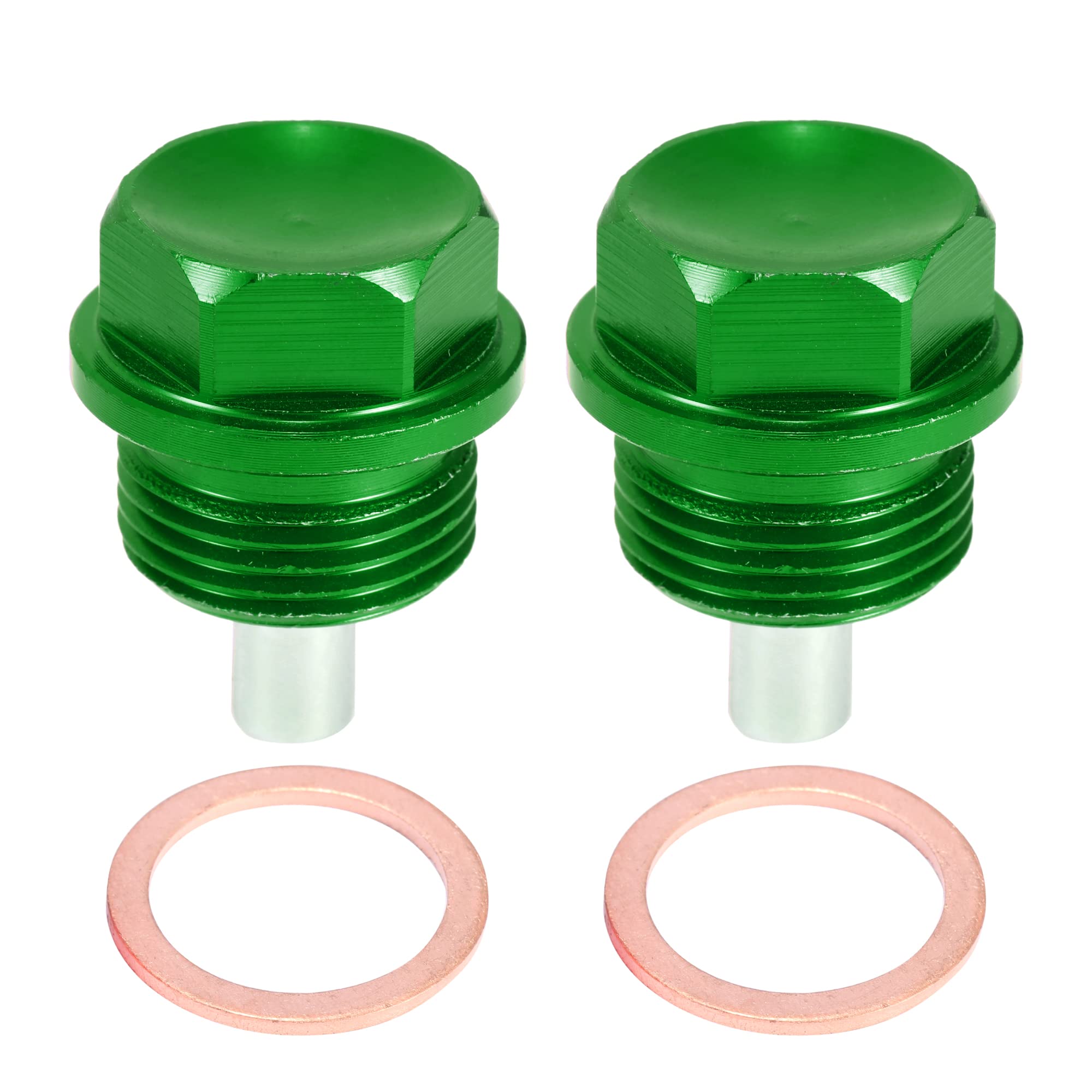 A ABSOPRO Tappo Coppa Olio Motore 2 Set Olio Scarico Tappo Alluminio Lega con 2 Rondella Verde M20x1.5