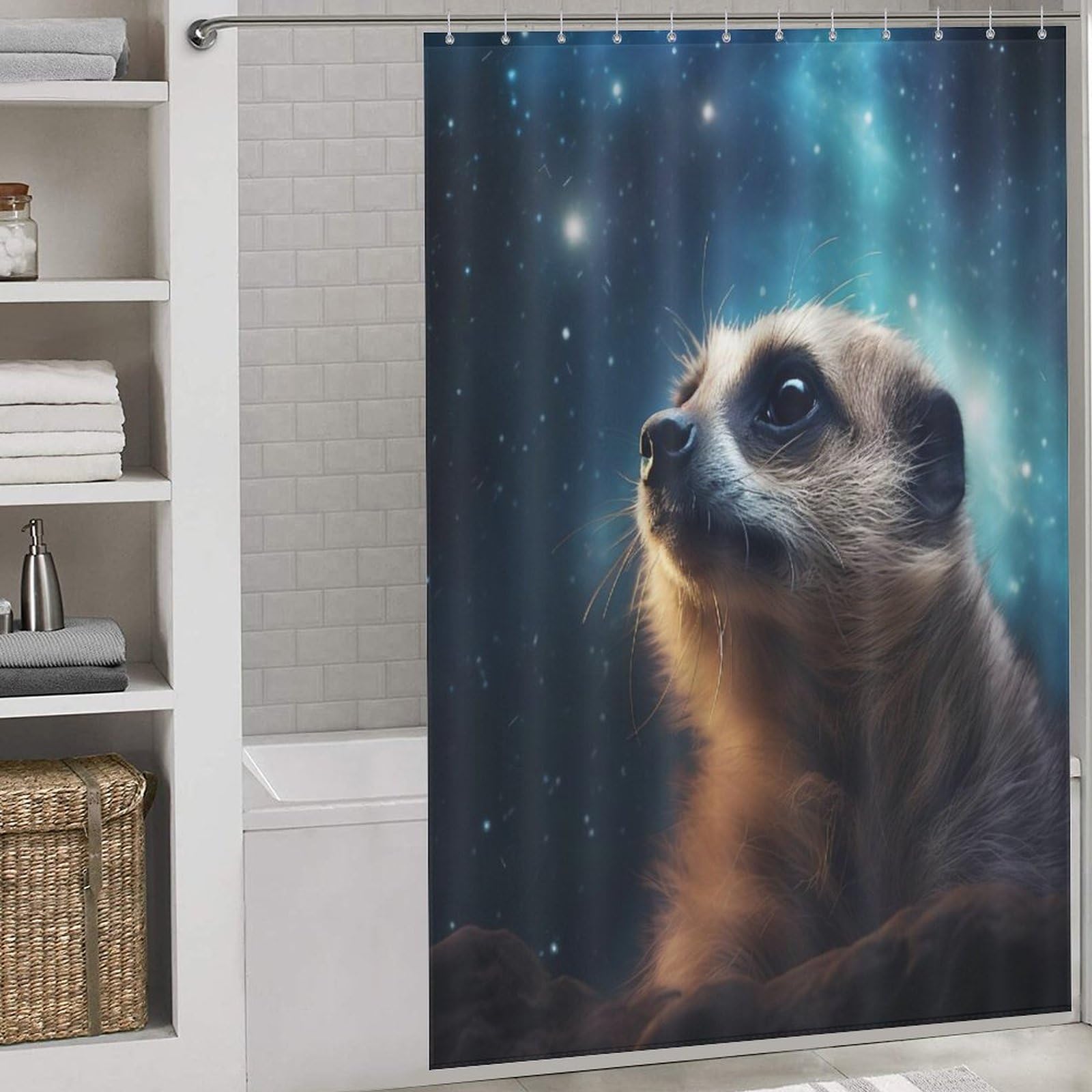 Rideau douche lavable et imperméable Suricate en tissu polyester