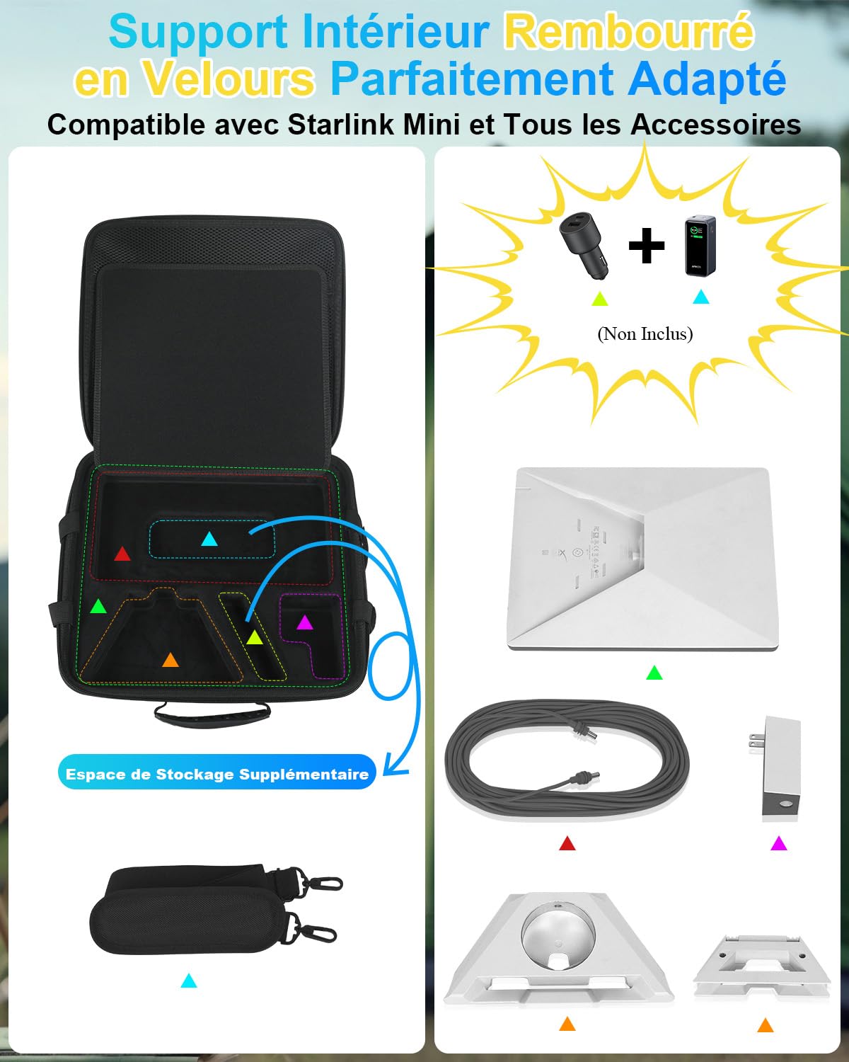 Mwin Starlink Mini Case - Housse de Protection Légère en EVA Résistante aux éclaboussures et aux Chocs avec Bandoulière, Sacoche Portable à Coque Dure pour Les Voyages en Plein air et le Camping, Noir