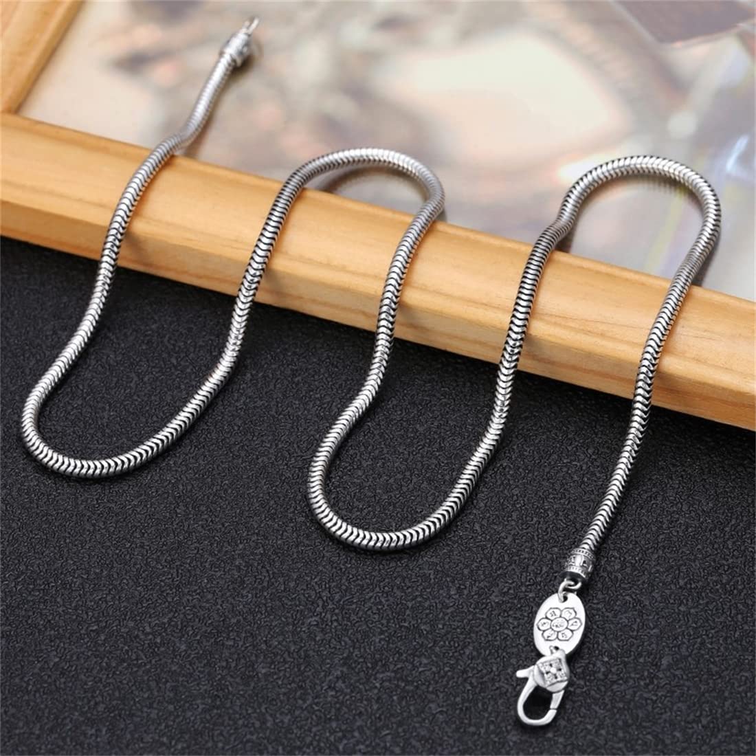 MęSki I Damski S925 Srebrny Naszyjnik Z KośCi WężA, Gotycka Moda Punk Srebrny Naszyjnik,Silver,60cm