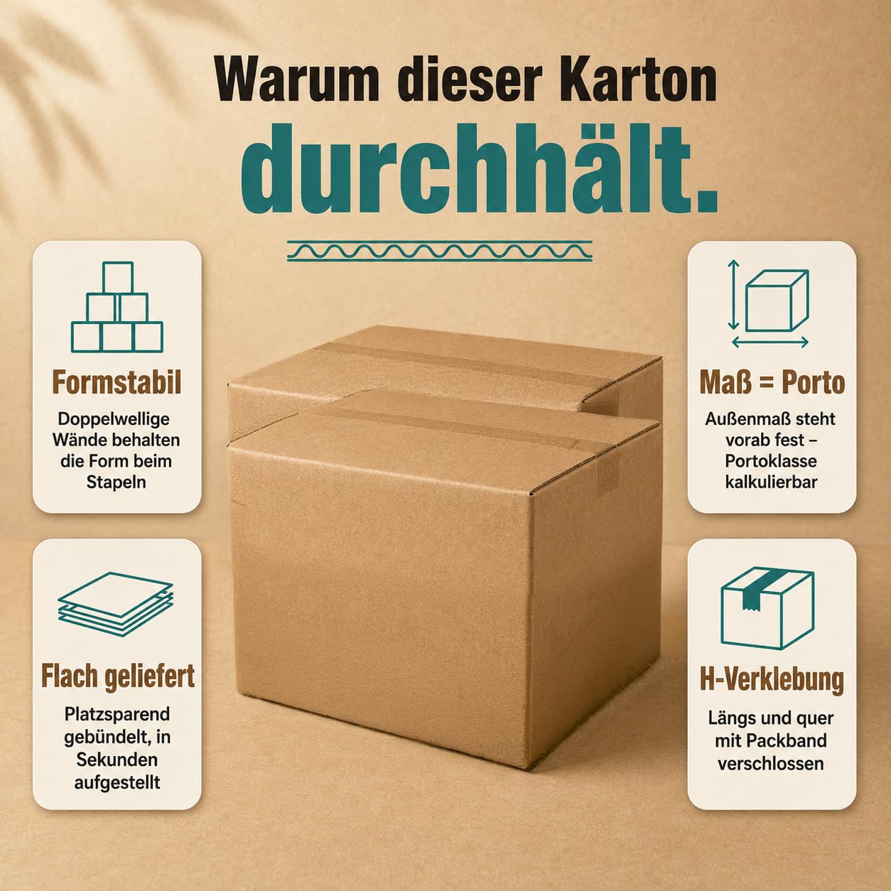 GiDeli Versandkartons Stabile Umzugskartons - 20 Stück 43x30x26,5 cm Braun - 5-lagige Wellpappe, BC-Welle, FEFCO 0201 - Für Warenversand, Lagerung, Archivierung, Geschirr, Bücher, Aktenordner