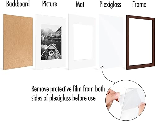 Miniatura 6 de Americanflat Portarretratos de 9 x 12 pulgadas, color caoba, juego de 5 portarretratos de 6 x 8 pulgadas con paspartú o marco de 9 x 12 pulgadas sin