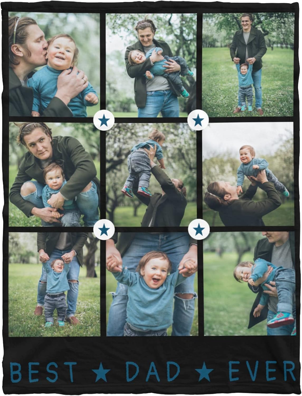 Best Dad Ever Blanket Gifts for Dad, Custom Blanket with Photos, Personalized Blanket with Pictures, Custom Throw Blanket Gifts for Dad,Grandpa, Gifts for Fathers Day, 9Photos, 40X50INCH