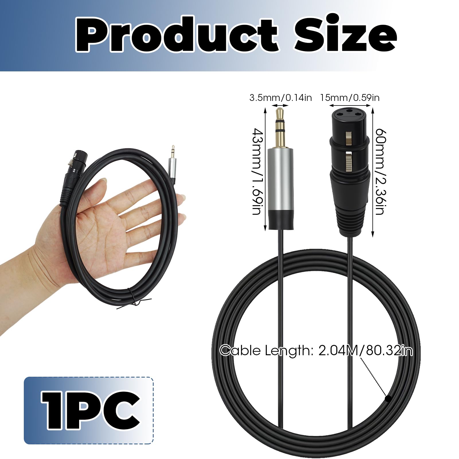 Cavo Adattatore Audio Kabelbetrieb 3.5 Mm Jack - XLR Maschio - 1:1 - Prodotto In Germania