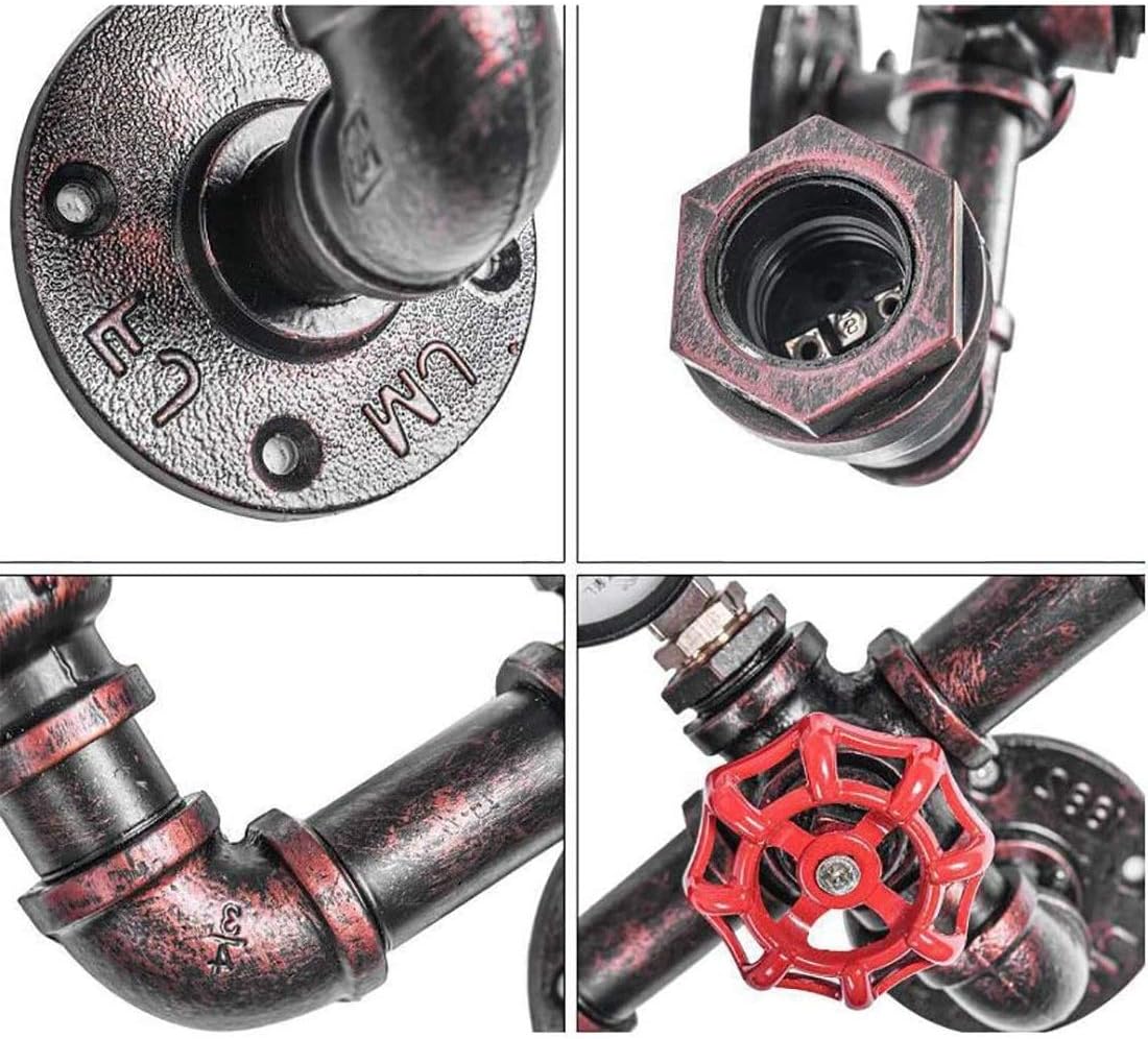 MQ Water Pipe Wall Lamp Steampunk, 3 Lights Wall Sconces Vintage Rustic Wall Light Fixtures Wall Mount E26 Socket for Bathroom Hallway Basement Copper Color