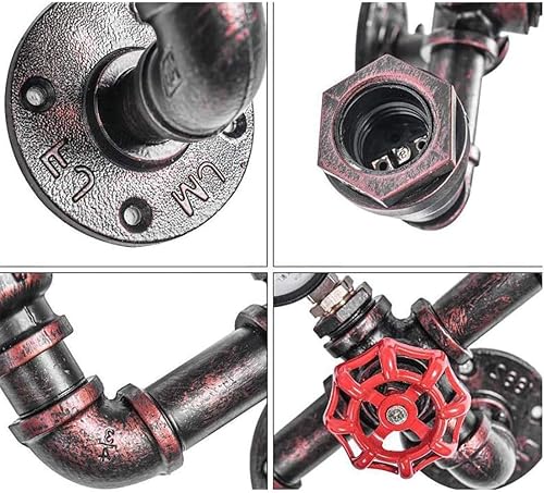 Miniatura 4 de MQ Lámpara de pared de tubería de agua, accesorios Steampunk, 2 luces, montaje en pared, enchufe E26, lámpara de pared rústica vintage para baño,
