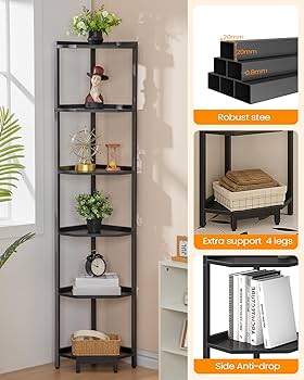 Hzuaneri Corner Shelf Stand, Corner Bookshelf, Storage