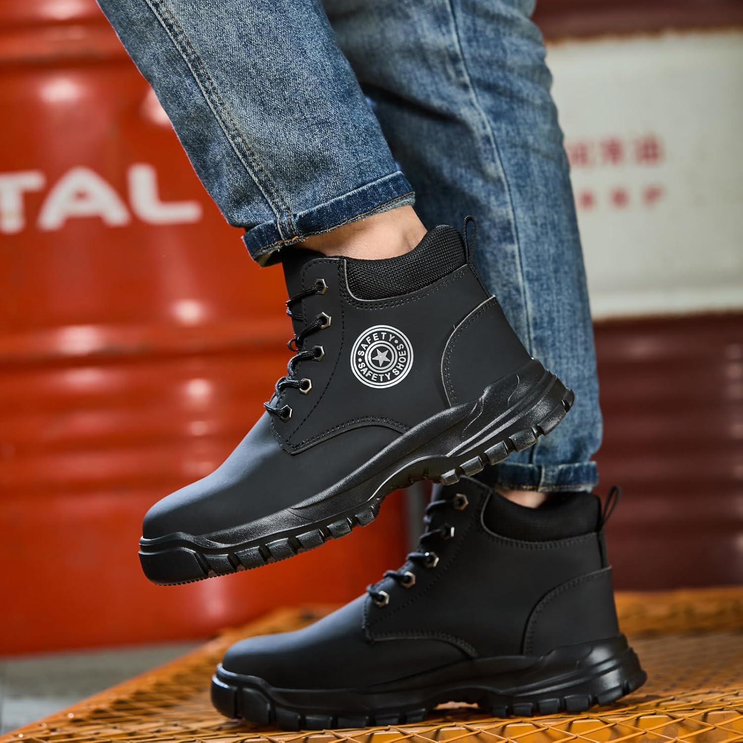 Steel Toe Chef Work Boots High Top Waterproof Kitchen Restaurant Working Boot Anti-slip VEA Sole for Women and Men Industrial Construction Safety Shoes