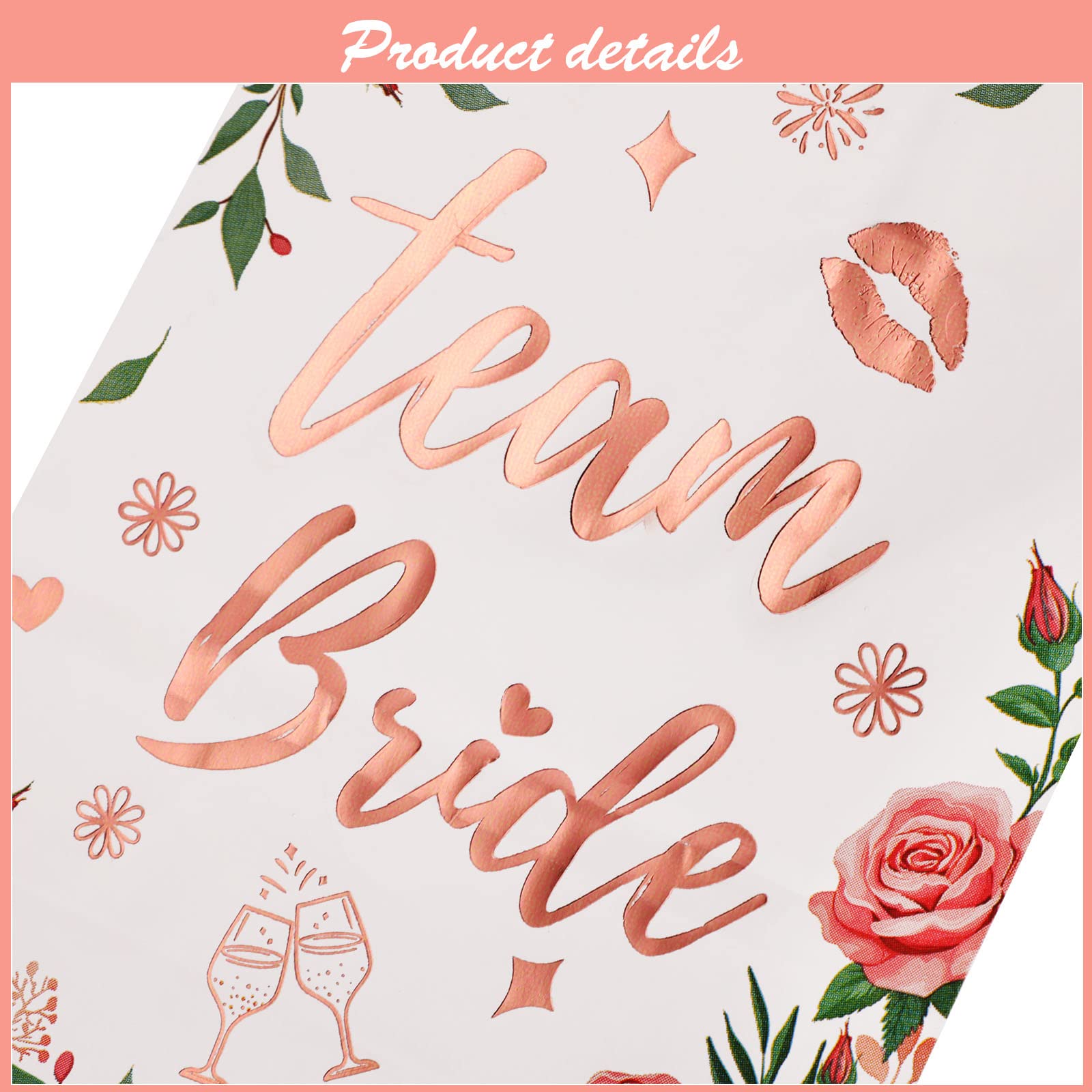 Sacchetti Regalo Squadra Sposa,10 PCS Sacchetti Regalo per Matrimoni Floreali Borse per Feste Nuziali con Manici Oro Rosa Per Gli Ospiti Decorazione Di Nozze Team Bride