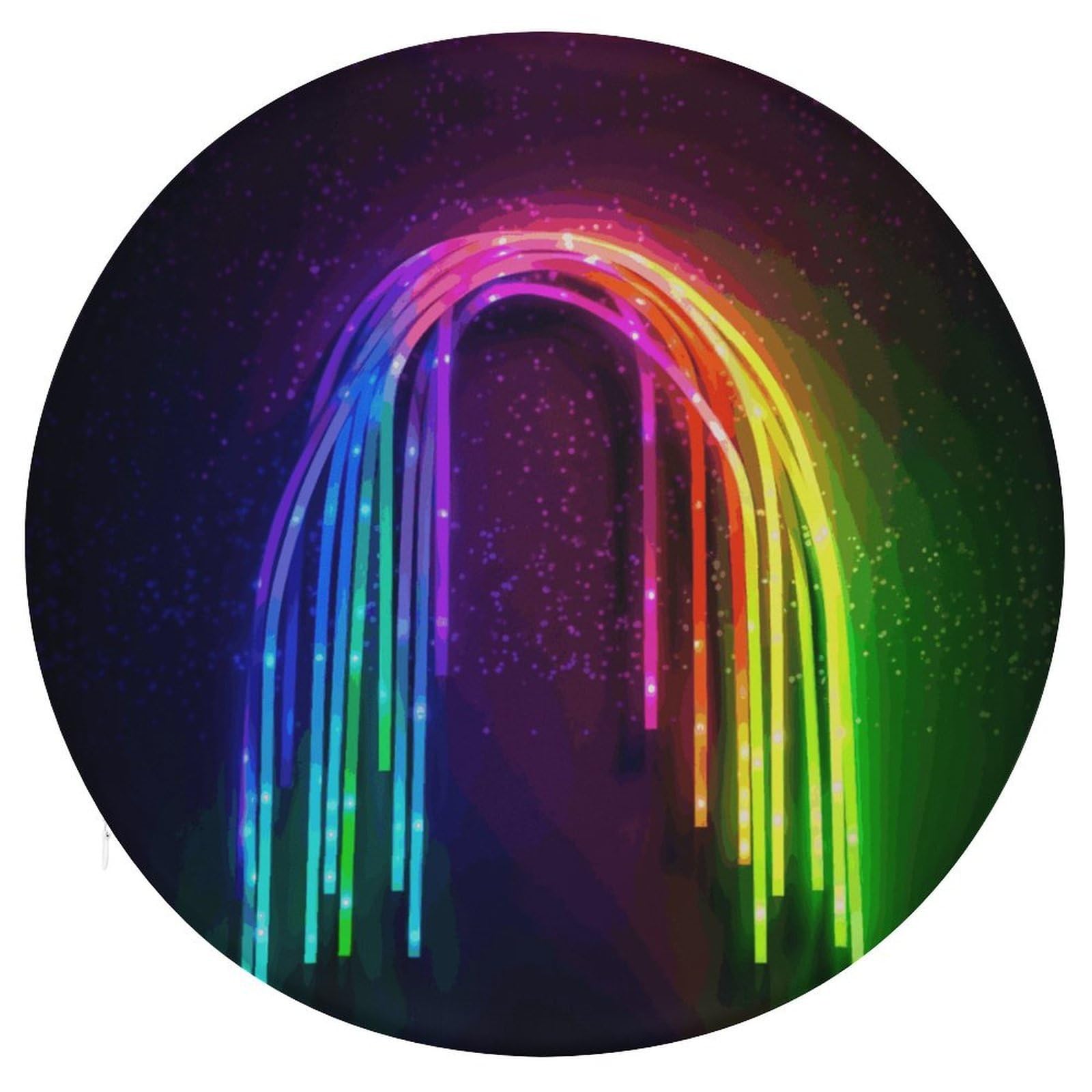 JTREHY Rainbow Neon Cushion Soft Breathable Round Cushions Multi-Functional with Zipper Floor Pillows Cushion for Various Indoor Occasions Chair Pad