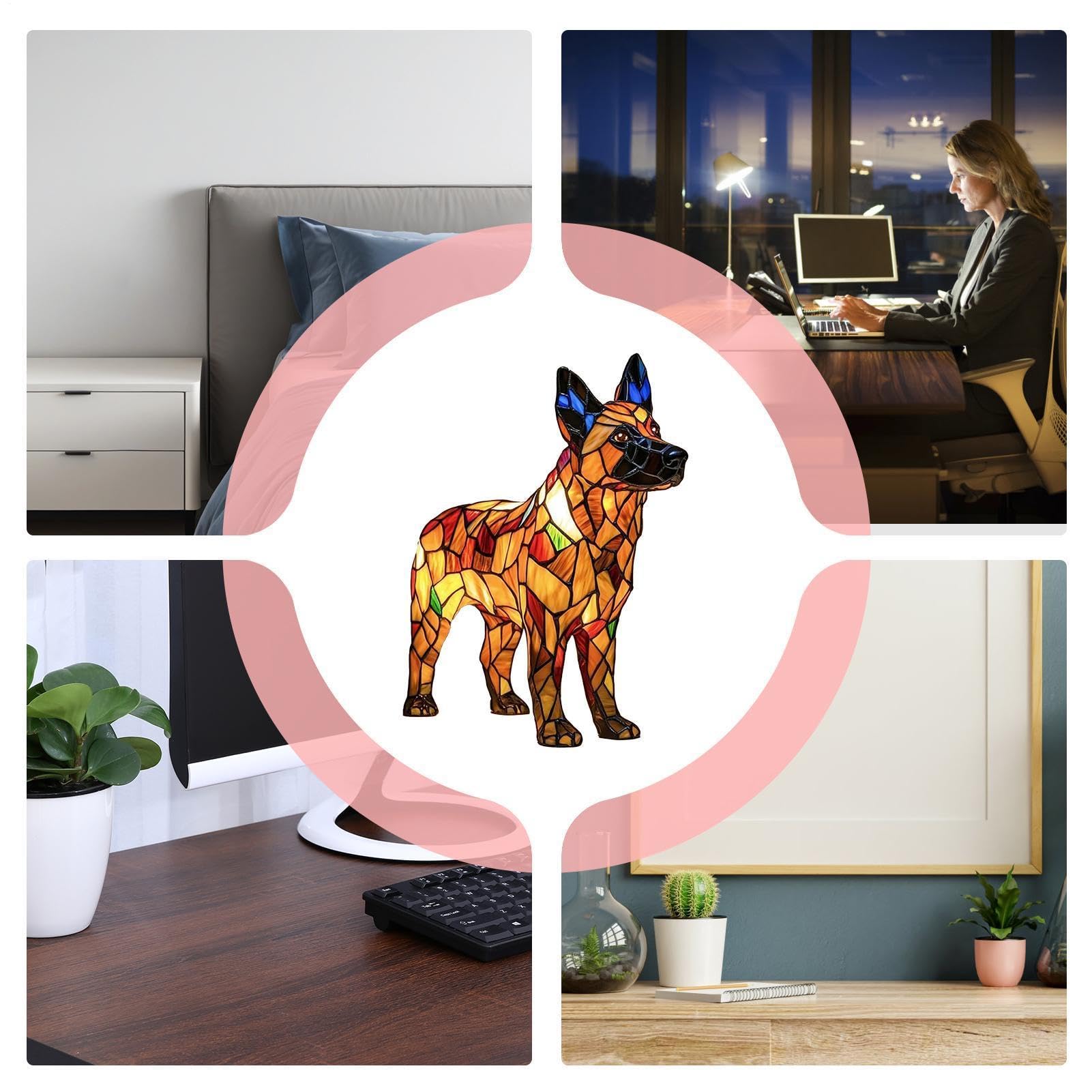 Lampe Animaux Mignons Veilleuse de Table en Résine Teintée avec Design de