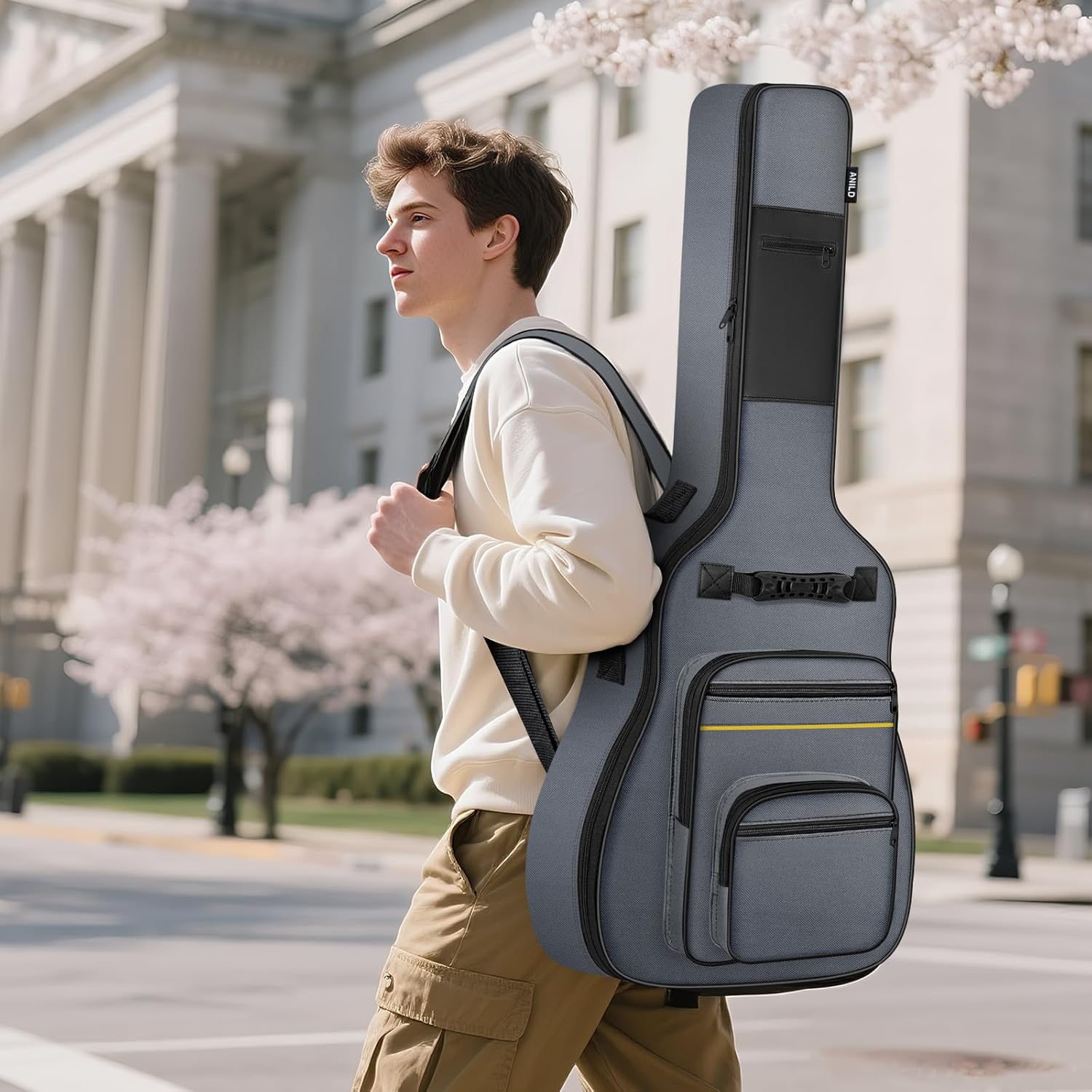 ANILD Electric Guitar Bag Electric Guitar Case Gig Backpack with Thick Padding Dual Adjustable Shoulder Strap Back Hanger Loop Anti-theft Pocket
