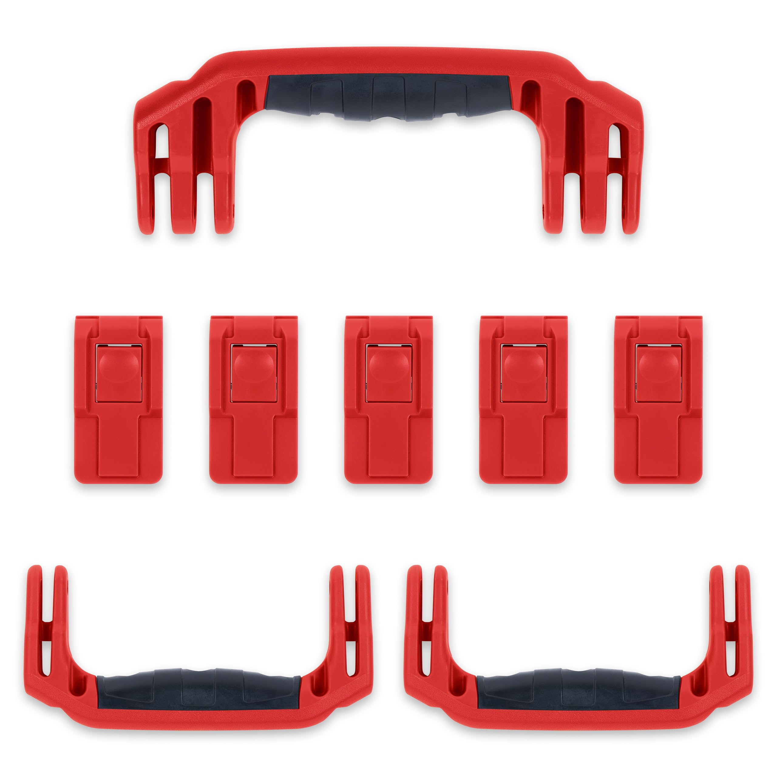 Pelican 1615 Replacement Handle & Latch Set by ColorCase - Red Handles & Push Button Latches Latches