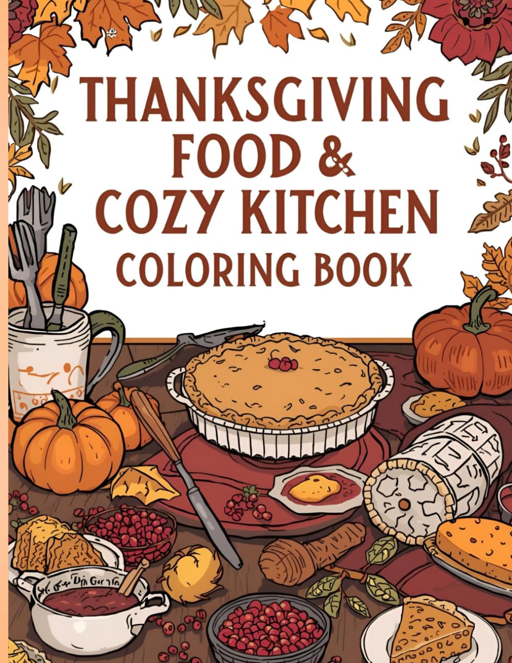Thanksgiving Food & Cozy Kitchen Coloring Book: Cozy Fall Foods, Warm Kitchens, and Harvest Comforts for All Ages
