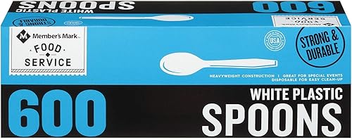 Cucharas desechables de plástico blanco de alta resistencia, ideales para el hogar, la oficina y los picnics Concord Import Cubiertos de plástico