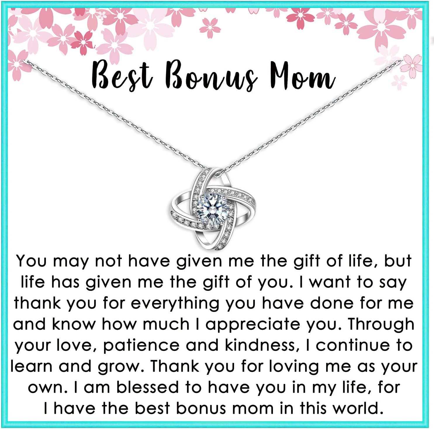 Bonus mom Gifts, Bonus mom Necklace for Step mom - Bonus mom Mothers day Gifts, Best Jewelry Gifts for Stepmom Birthday Christmas