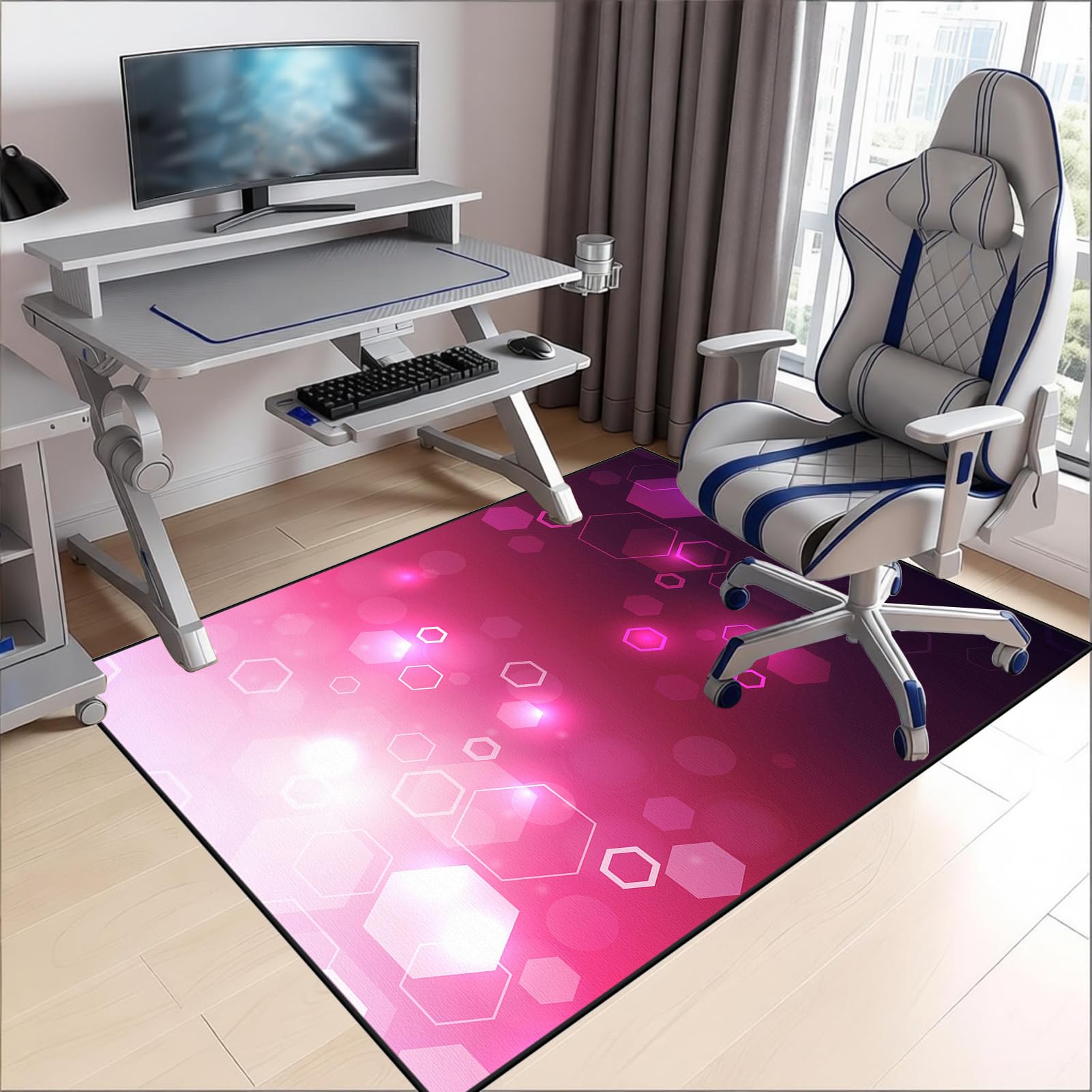 Tapis Protège-Sol pour Chaise de Gaming, Tapis de Chaise de Bureau, Tapis Gaming Sol pour Sols durs, Tapis pour Protection de Sols Lavable Antidérapant, Tapis de Sol Gaming 120 x 140 cm