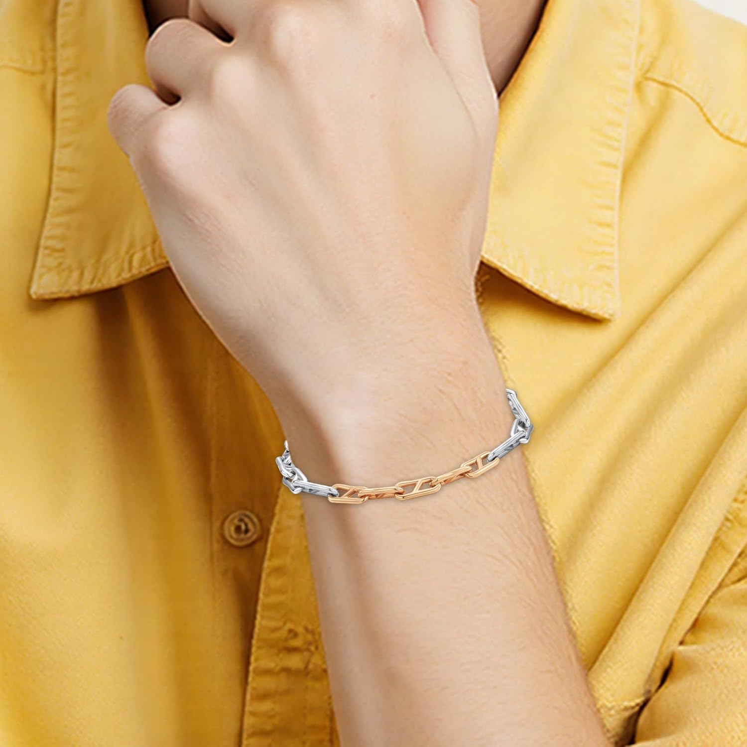 Stainless Steel Link Bracelets for Men&Women,Valentines Birthday Annivesary Christmas Jewelry Gifts for Lover Father Mother Friends,Casual Trendy Beaded Bracelets Cool Adjustable Size - Image 7