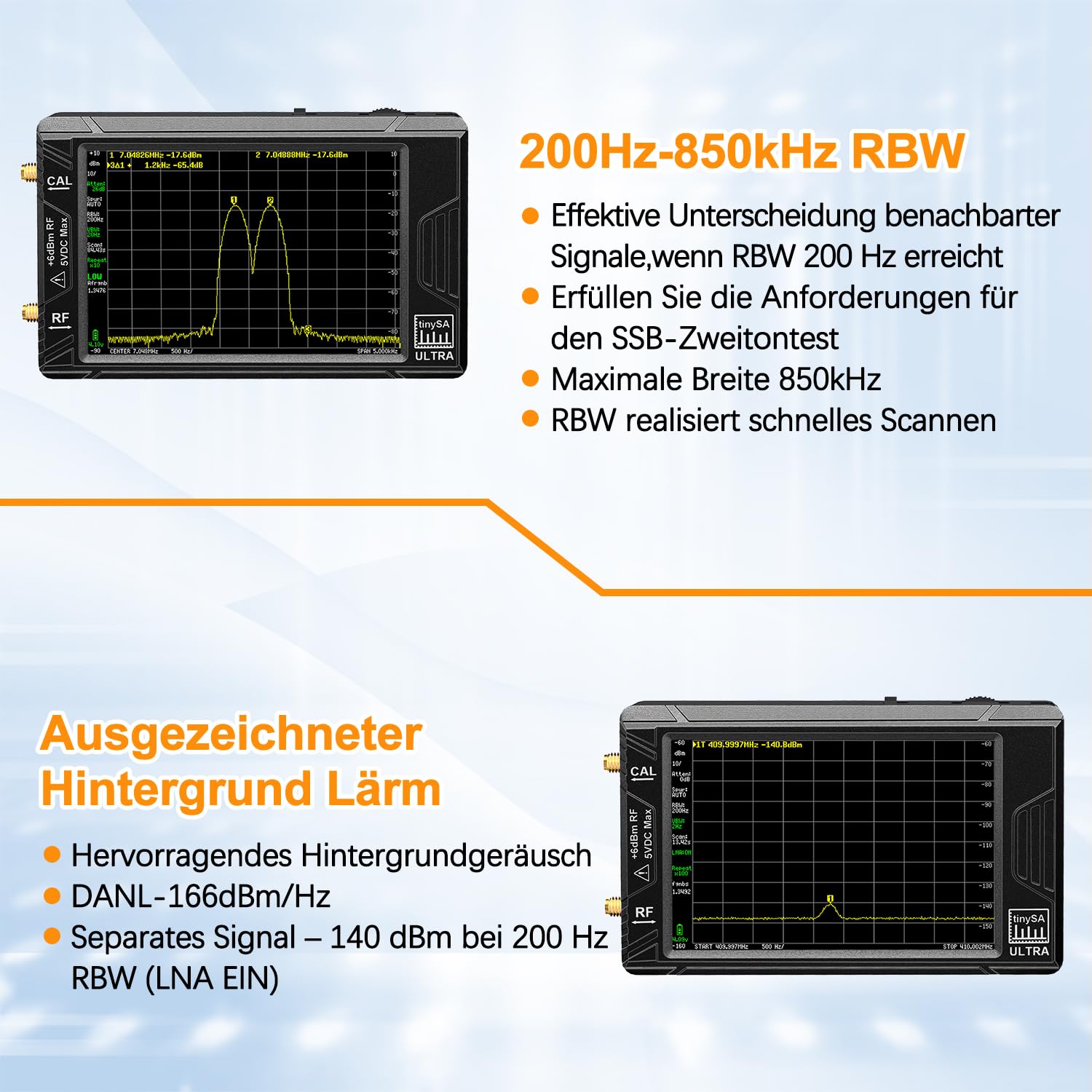 TinySA Ultra Spektrumanalysator, 100kHz-5,3GHz Handheld Frequenzanalysator 4-Zoll empfindlichem Touchscreen, 2-in-1-Signalgenerator 100kHz bis 800MHz Eingang | 32GB SD-Karte,ESD-Schutzfunktion